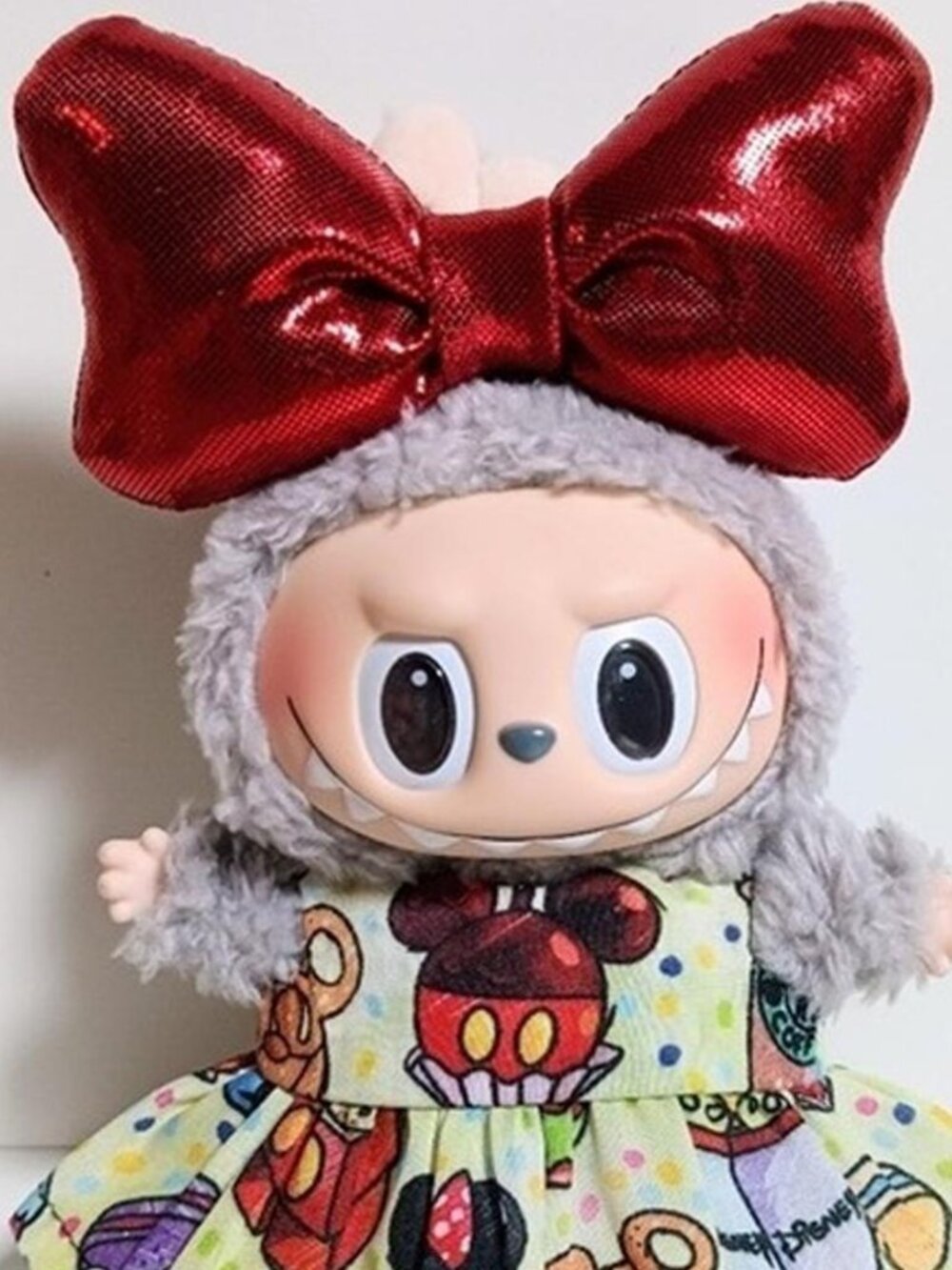Disney Labubu Custom Food Mickey Pretzel Carmel Apple Dress and Metallic Bow